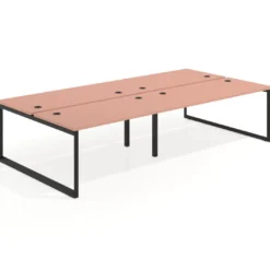 Mesa oficina multipuesto bench Delta doble, fondo 166cm estructura negra