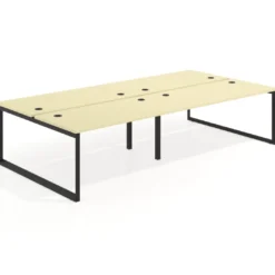 Mesa oficina multipuesto bench Delta doble, fondo 166cm estructura negra