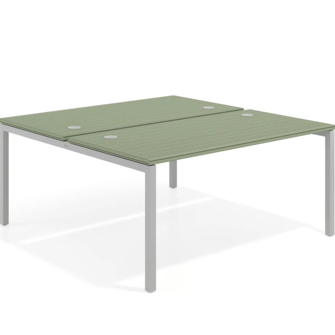 Mesa oficina multipuesto bench Kube fondo 166 cm estructura aluminio