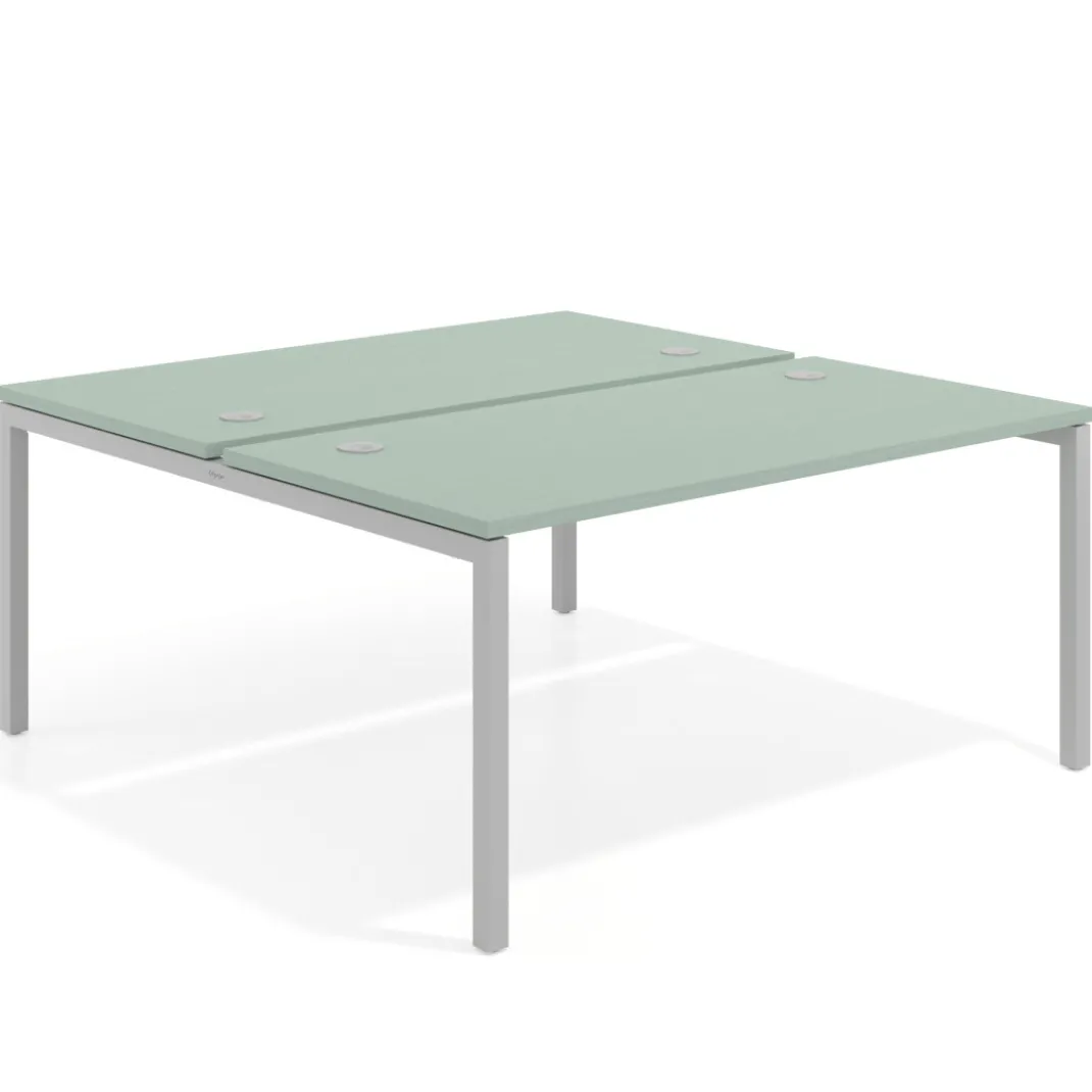 Mesa oficina multipuesto bench Kube fondo 166 cm estructura aluminio