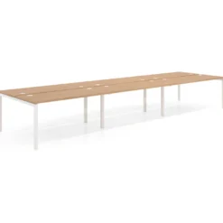 Mesa oficina multipuesto bench triple Kube, fondo 142cm, estructura blanco