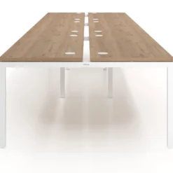 Mesa oficina multipuesto bench triple Kube, fondo 142cm, estructura blanco