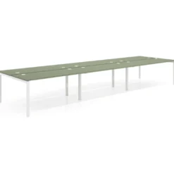 Mesa oficina multipuesto bench triple Kube, fondo 142cm, estructura blanco