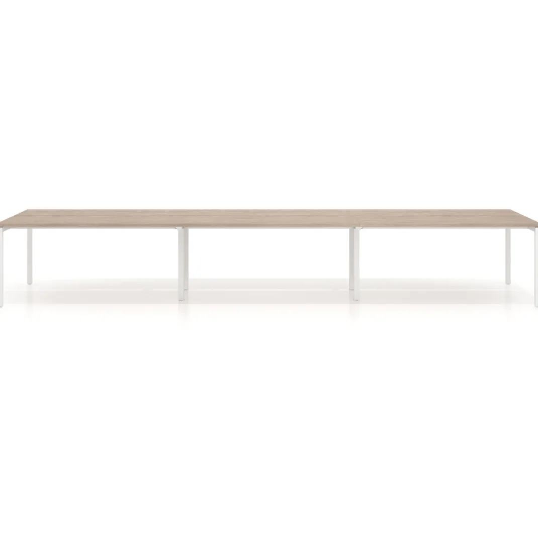 Mesa oficina multipuesto bench triple Kube, fondo 126 cm, estructura blanco