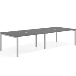 Mesa para coworking encimera continua doble Kube, fondo 126 cm, estructura aluminio