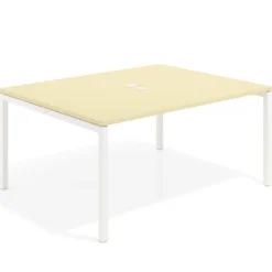 Mesa para coworking encimera continua fondo 126 cm estructura blanca