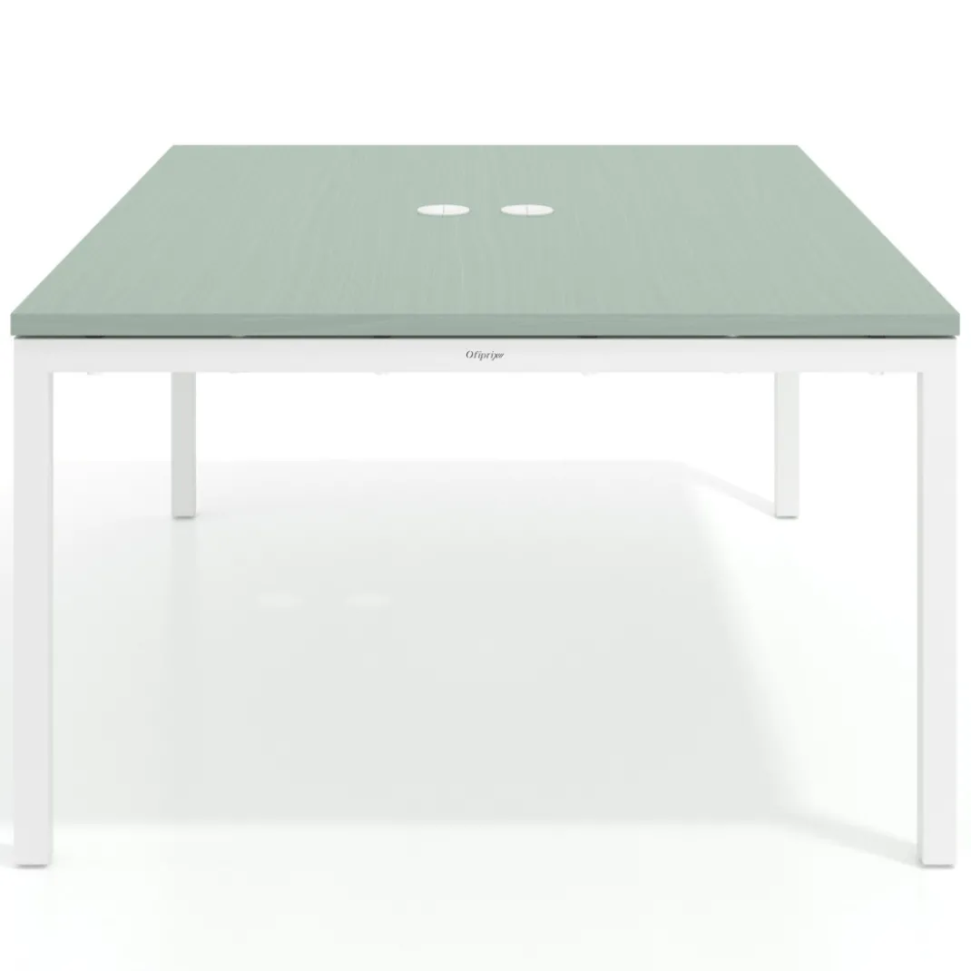Mesa para coworking encimera continua fondo 126 cm estructura blanca