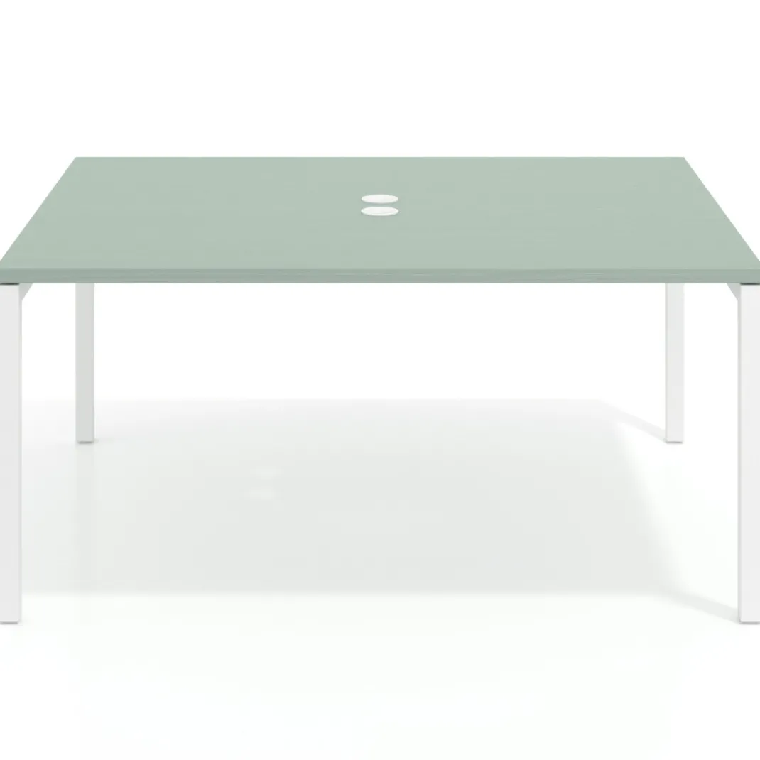 Mesa para coworking encimera continua fondo 126 cm estructura blanca