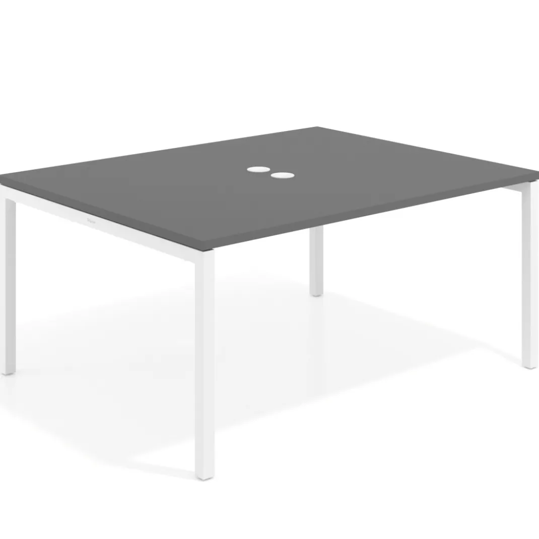 Mesa para coworking encimera continua fondo 126 cm estructura blanca