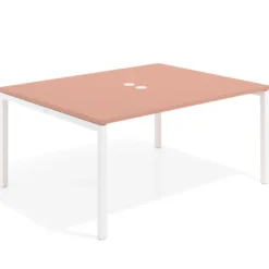 Mesa para coworking encimera continua fondo 126 cm estructura blanca
