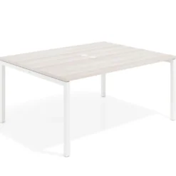 Mesa para coworking encimera continua fondo 126 cm estructura blanca