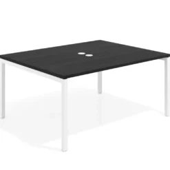 Mesa para coworking encimera continua fondo 126 cm estructura blanca