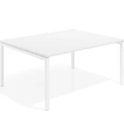 Mesa para coworking encimera continua fondo 126 cm estructura blanca