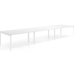 Mesa para coworking encimera continua triple Kube, fondo 126 cm, estructura blanca