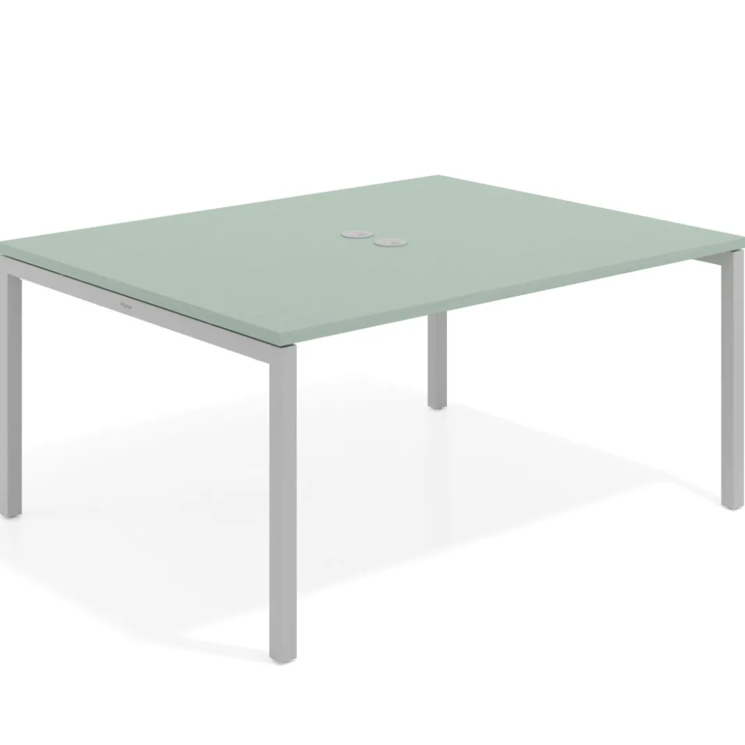Mesa para coworking encimera continua fondo 126 cm estructura aluminio