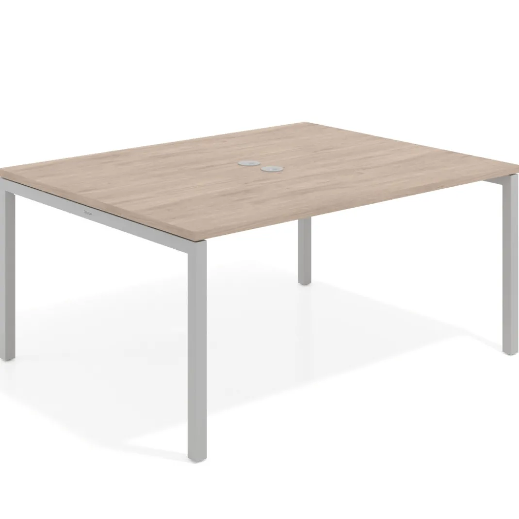 Mesa para coworking encimera continua fondo 126 cm estructura aluminio