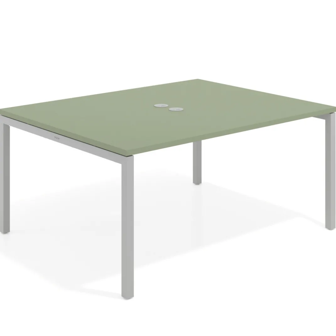 Mesa para coworking encimera continua fondo 126 cm estructura aluminio