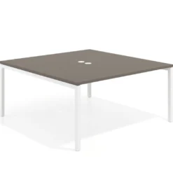 Mesa para coworking encimera continua fondo 166 cm estructura blanco