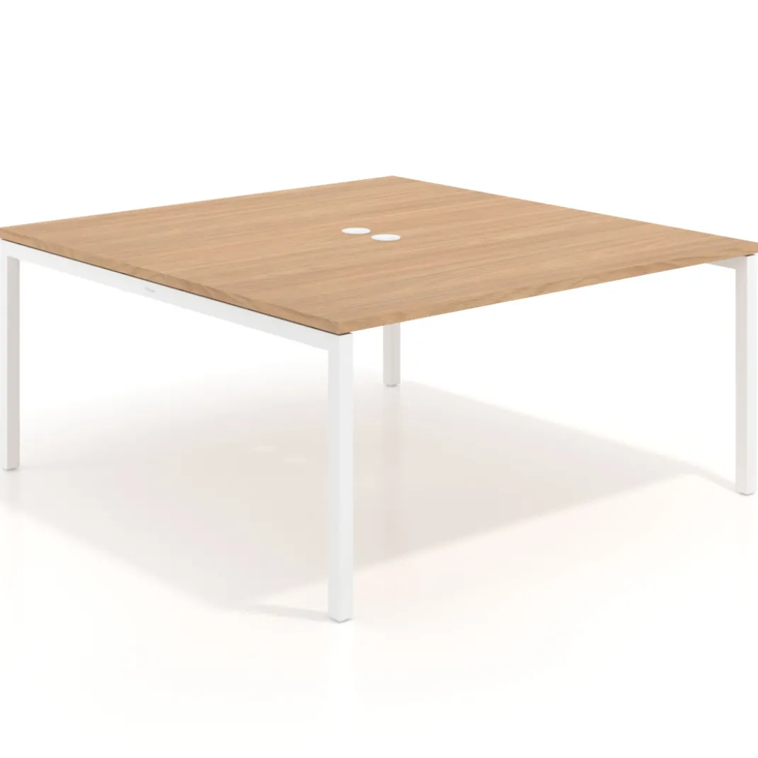 Mesa para coworking encimera continua fondo 166 cm estructura blanco