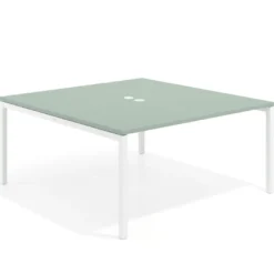 Mesa para coworking encimera continua fondo 166 cm estructura blanco