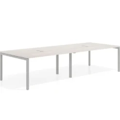 Mesa para coworking encimera continua doble Kube, fondo 126 cm, estructura aluminio