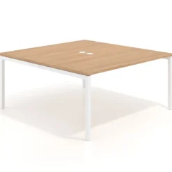 Mesa para coworking encimera continua fondo 166 cm estructura blanco