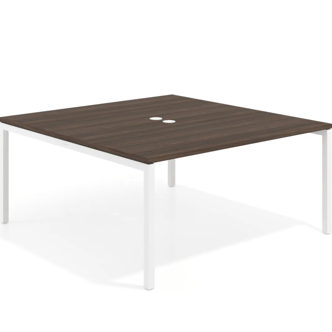 Mesa para coworking encimera continua fondo 166 cm estructura blanco