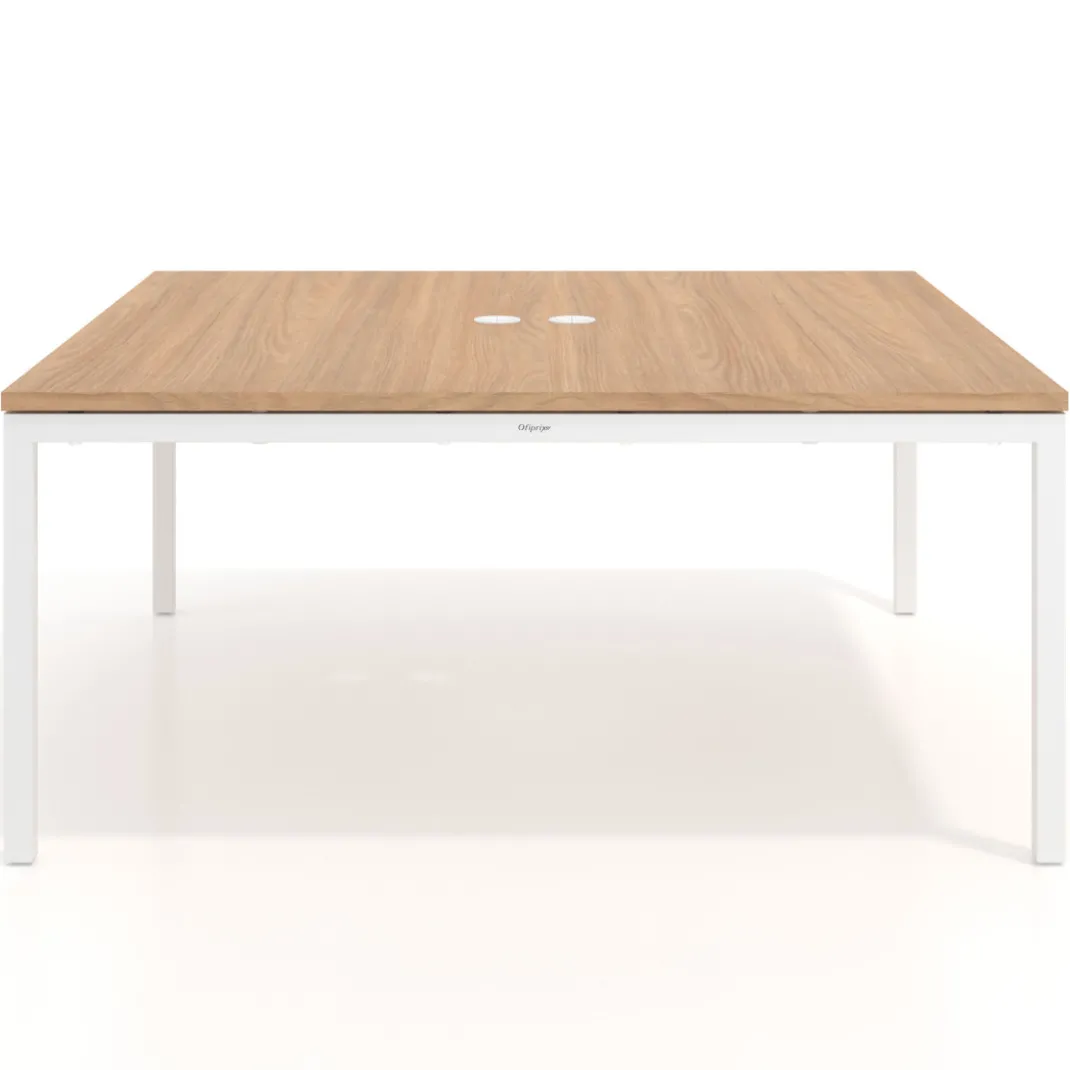 Mesa para coworking encimera continua fondo 166 cm estructura blanco