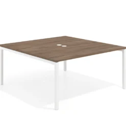 Mesa para coworking encimera continua fondo 166 cm estructura blanco