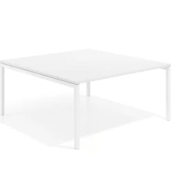 Mesa para coworking encimera continua fondo 166 cm estructura blanco