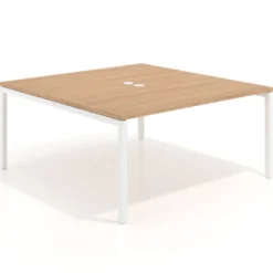 Mesa para coworking encimera continua fondo 166 cm estructura blanco