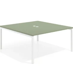 Mesa para coworking encimera continua fondo 166 cm estructura blanco