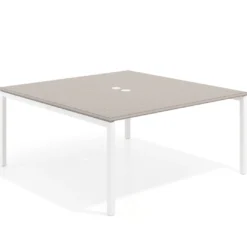 Mesa para coworking encimera continua fondo 166 cm estructura blanco