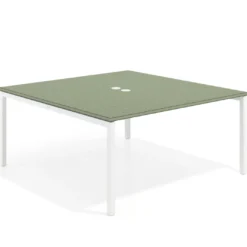 Mesa para coworking encimera continua fondo 166 cm estructura blanco