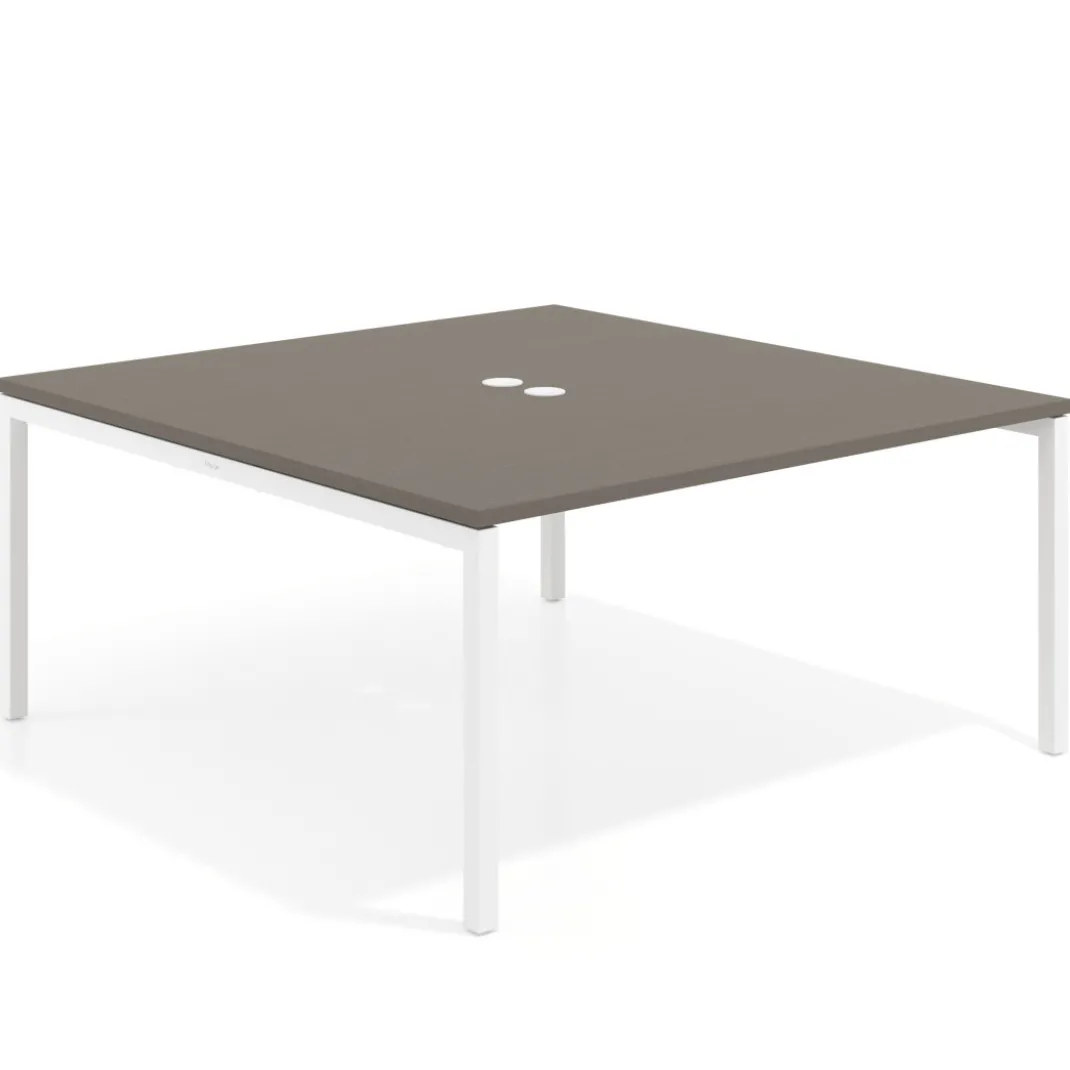 Mesa para coworking encimera continua fondo 166 cm estructura blanco