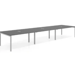 Mesa para coworking encimera continua triple Kube, fondo 126 cm, estructura aluminio