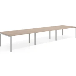 Mesa para coworking encimera continua triple Kube, fondo 126 cm, estructura aluminio