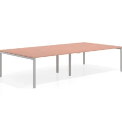Mesa para coworking Kube doble, encimera continua fondo 166 cm, estructura aluminio