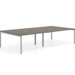 Mesa para coworking Kube doble, encimera continua fondo 166 cm, estructura aluminio
