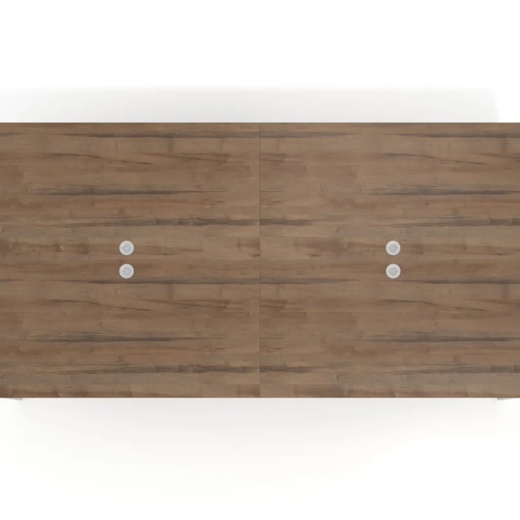 Mesa para coworking Kube doble, encimera continua fondo 166 cm, estructura aluminio