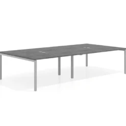 Mesa para coworking Kube doble, encimera continua fondo 166 cm, estructura aluminio