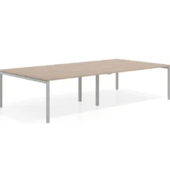 Mesa para coworking Kube doble, encimera continua fondo 166 cm, estructura aluminio