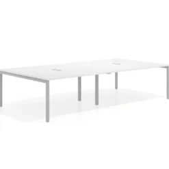 Mesa para coworking Kube doble, encimera continua fondo 166 cm, estructura aluminio
