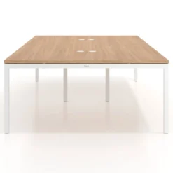 Mesa para coworking Kube doble, encimera continua fondo 166 cm, estructura blanca