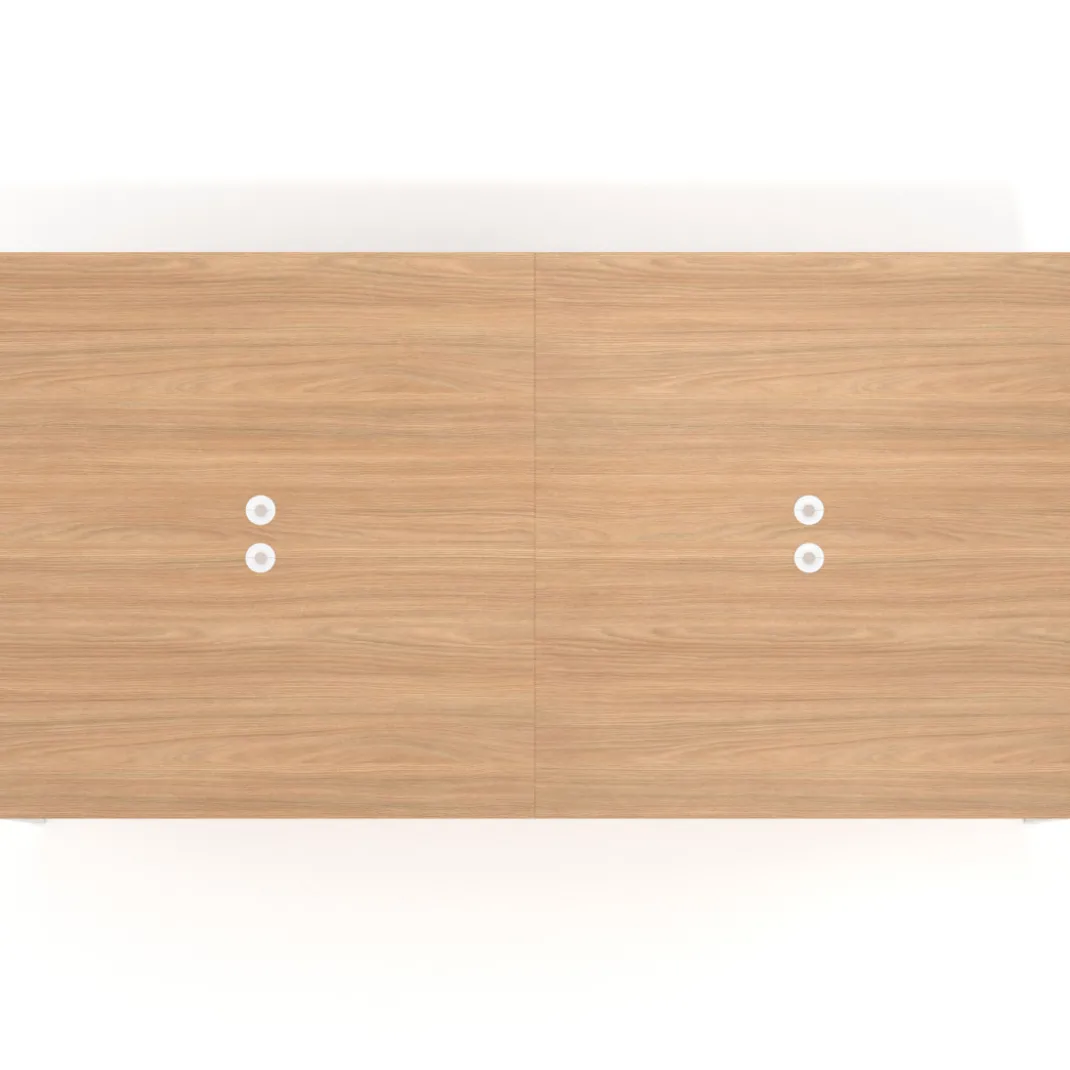 Mesa para coworking Kube doble, encimera continua fondo 166 cm, estructura blanca