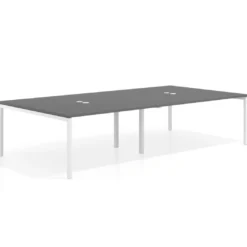 Mesa para coworking Kube doble, encimera continua fondo 166 cm, estructura blanca