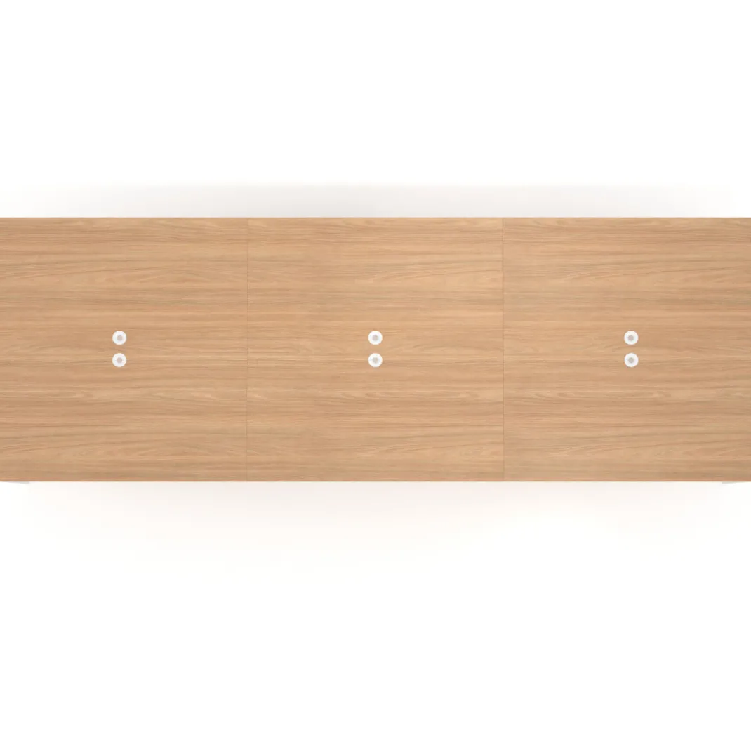 Mesa para coworking Kube triple, encimera continua fondo 166 cm, estructura blanca