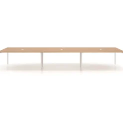 Mesa para coworking Kube triple, encimera continua fondo 166 cm, estructura blanca