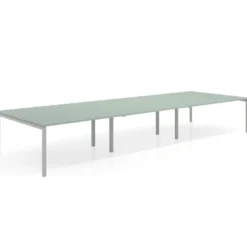 Mesa para coworking Kube triple, encimera continua fondo 166 cm, estructura aluminio