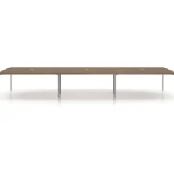 Mesa para coworking Kube triple, encimera continua fondo 166 cm, estructura aluminio